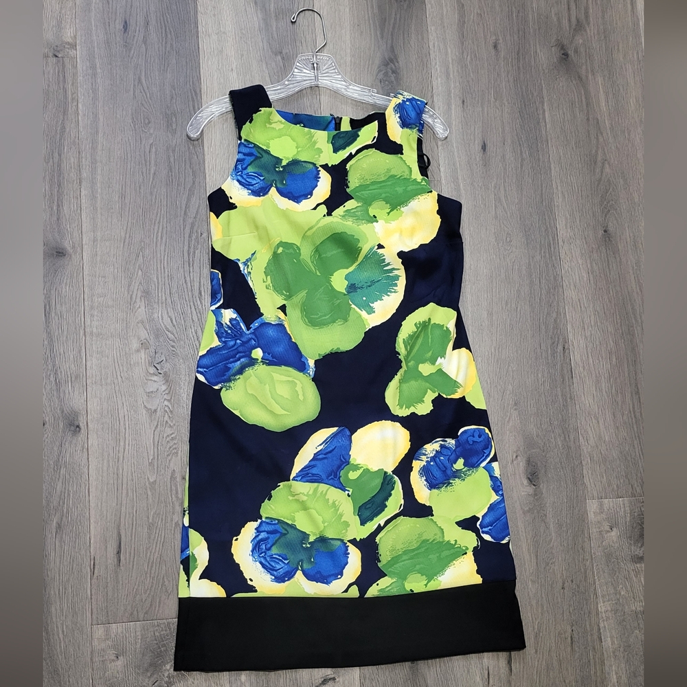 ALSO Floral Sleeveless Dress Size 6 - Black, Blue, Green, and Yellow